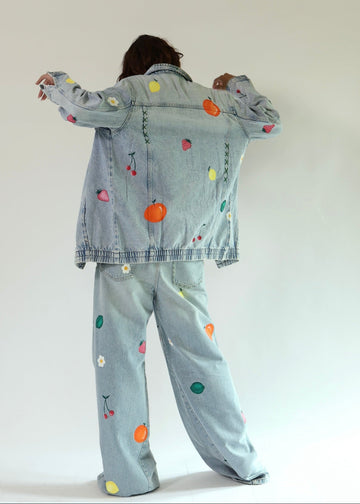 Handpainted Fruit Denim Jacket